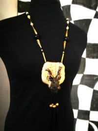 Capricorn Necklace Zodiac Sign Jewelry, Black Goat Pagan Pendant, Amulet Charm Symbol Esoteric Talisman