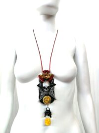Fallen Angel, Urn Amulet Skull Skeleton, Djinn Talisman Alchemy Symbol, Devil Horn Pendant Necklace