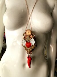 Guardian Angel, Cherubim Pendant Winged Angel Wing, Magic Talisman Archangel Charm, Cherub Amulet Baroque Horn of Plenty