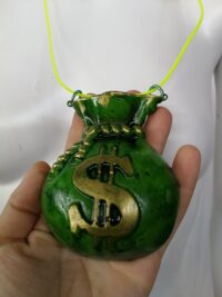 Dollar Symbol Necklace, Good Luck Pendant Amulet, Manifestation Money Wealth Attraction, Abundance Richness Talisman