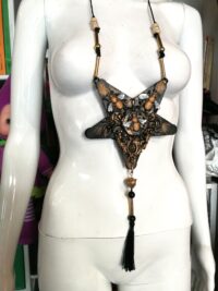 Inverted Pentagram Star, Dark Bee Pendant, Satanic Symbol Magic Talisman, Good Luck Pentacle Amulet