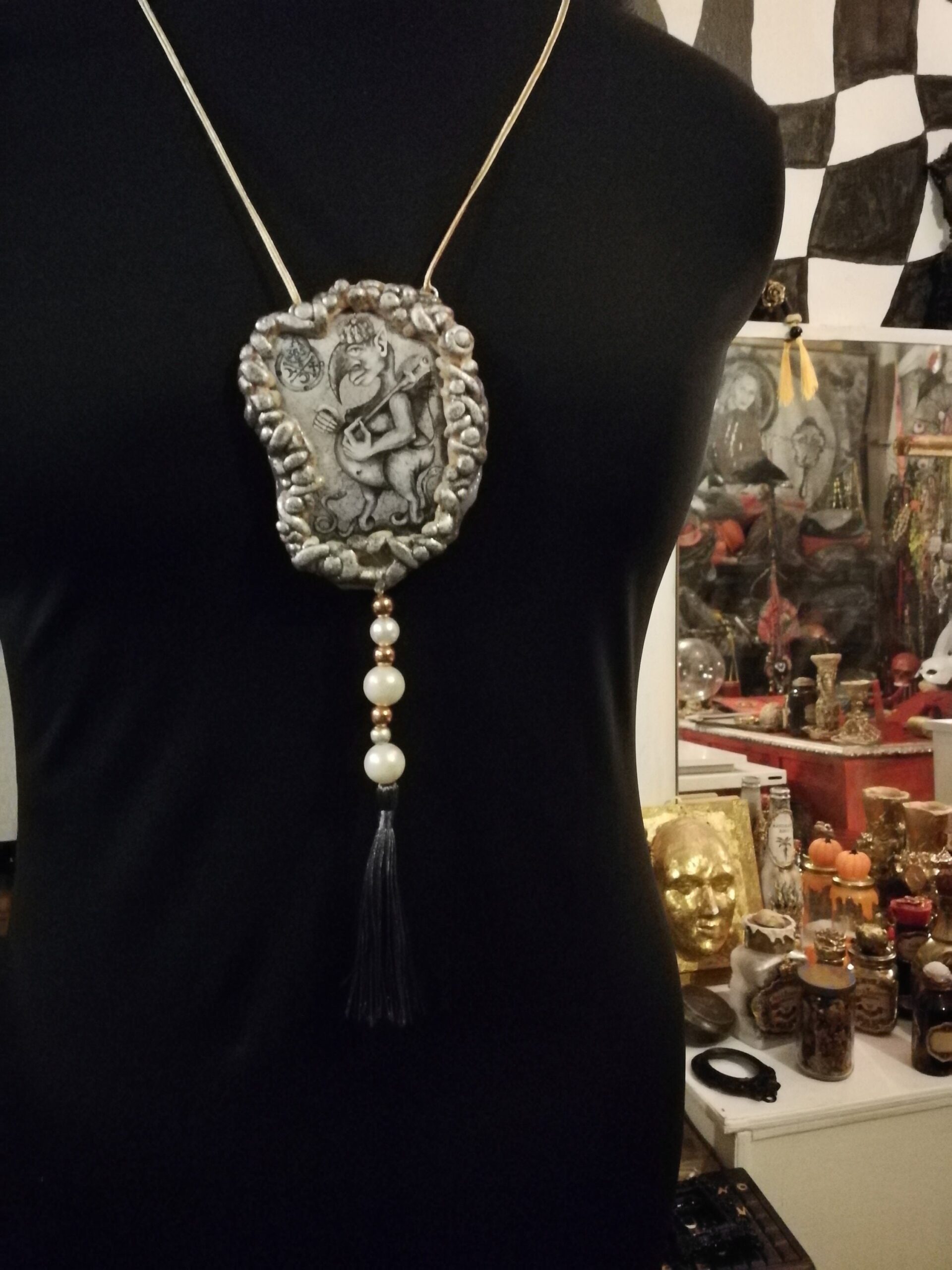 Abraxas Stone, Magic Talisman Protective Amulet, Gothic Pendant Decarabia, Lemegeton Goetia Demon Seal Sigil