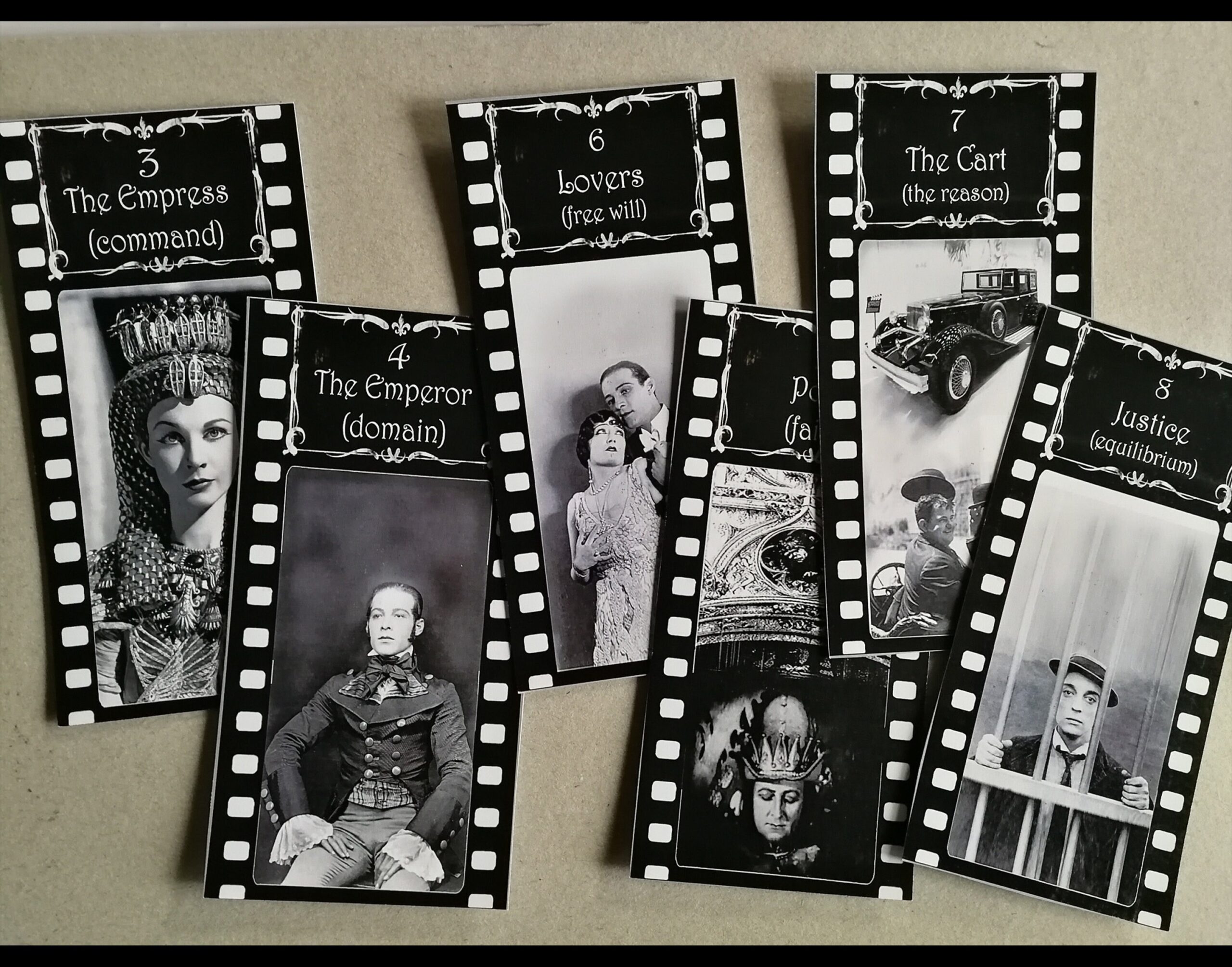Hollywood Star, Tarot Card Deck, Sibyl Oracle Card Major Arcana, Vintage Photo Black and White Celebrity Actress