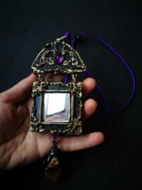 Black Mirror Amulet, Witch Talisman Occult Jewelry, Ars Goetia Portal Practical Magic Witchcraft Pendant
