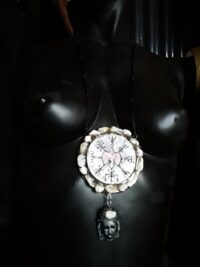 Spiritual Shaman Drum Necklace - Amulet Pendant of Insight, Talisman Shamanic Traditions Dreamcatcher Aragonite Raw Stones