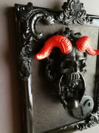 Goat Skull Magic Decor, Lucifer Baphomet Satan Bas Relief, Sculpture Icon Satanic Devil Horn