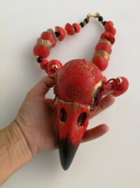 Spirit Vessel Protection, Crow Skull Spiritual Necklace Raven Talisman, Shaman Witch Jewelry Amulet Pendant
