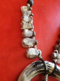 Native American Indian Necklace, Primitive Pendant Shaman, Tusk Jewel Fang, Ethnic Safari Jewelry, Shipibo Charm Xj