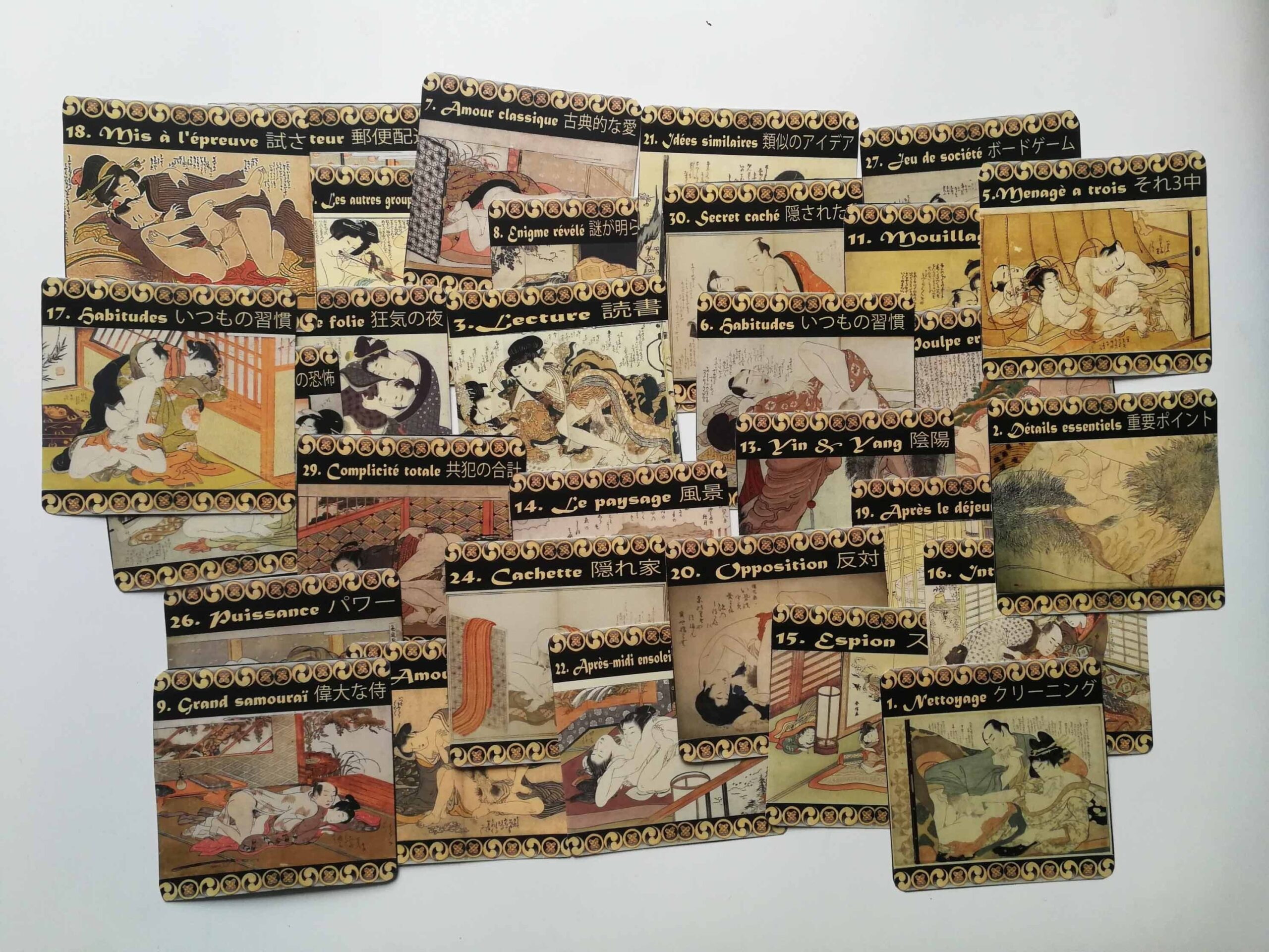 Japanese Tarot Card, Shunga Art Edo Period, Erotic Oracle Kabuki, Kimono Samurai Geisha Kamasutra