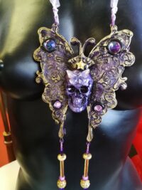 Lunar Moth Amulet, Butterfly Skull Talisman, Gothic Magic Pendant for Transformation, Protection and Immortality