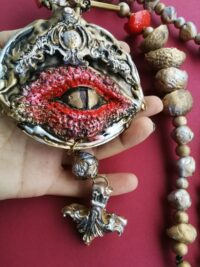 Vampire Jewelry, Bat Skull & Devil Eye Gothic Necklace, Dragon Crown Magic Talisman Amulet Pendant