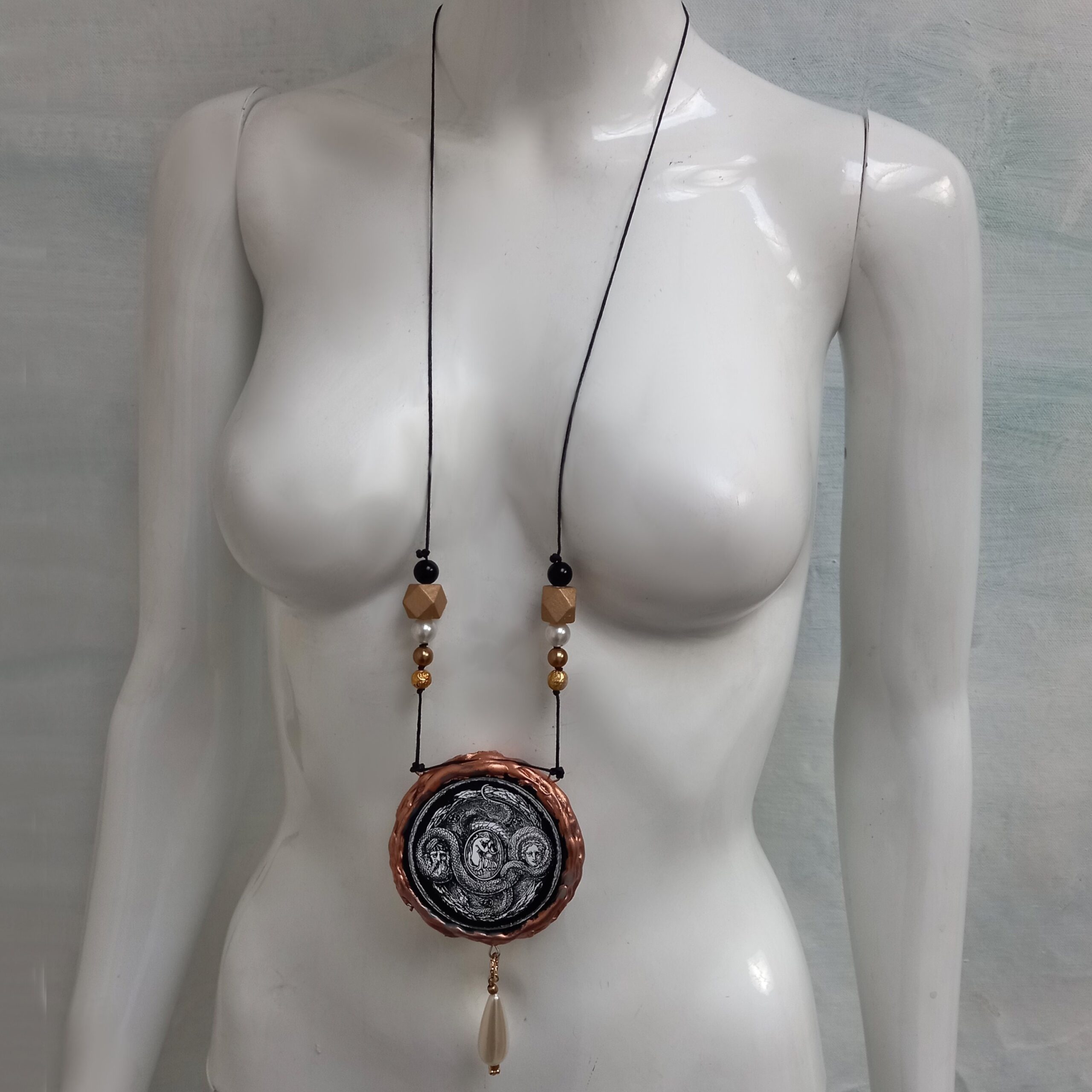 Mother Earth, Woman Protection Amulet, Goddess Gaia Talisman, Ouroboros Snake Wealth Richness Money Attraction Jewelry