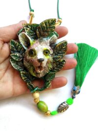 Brother Bear Totem Pole, Anima Spirits Guide Green Witch Jewelry Pendant, Magic Talisman Amulet