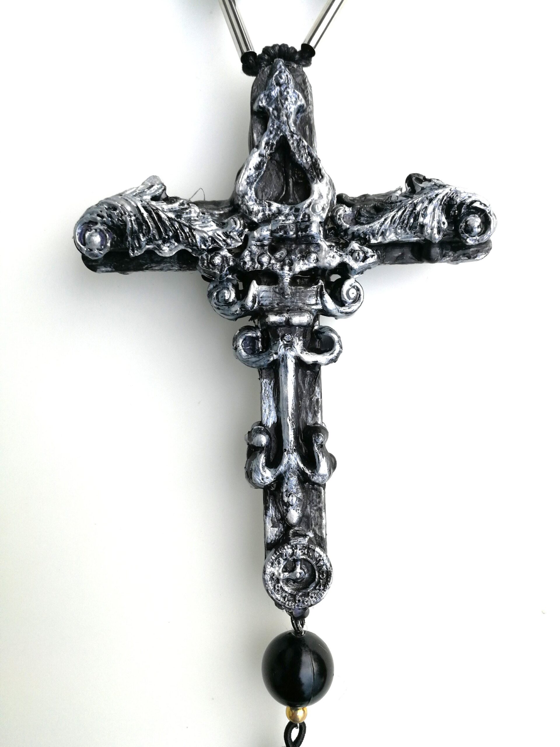 Gothic Cross, Medieval Crux Templar Symbols, Rosicrucian Seal Goth Amulet, Alchemy Witch Witchcraft Pendant