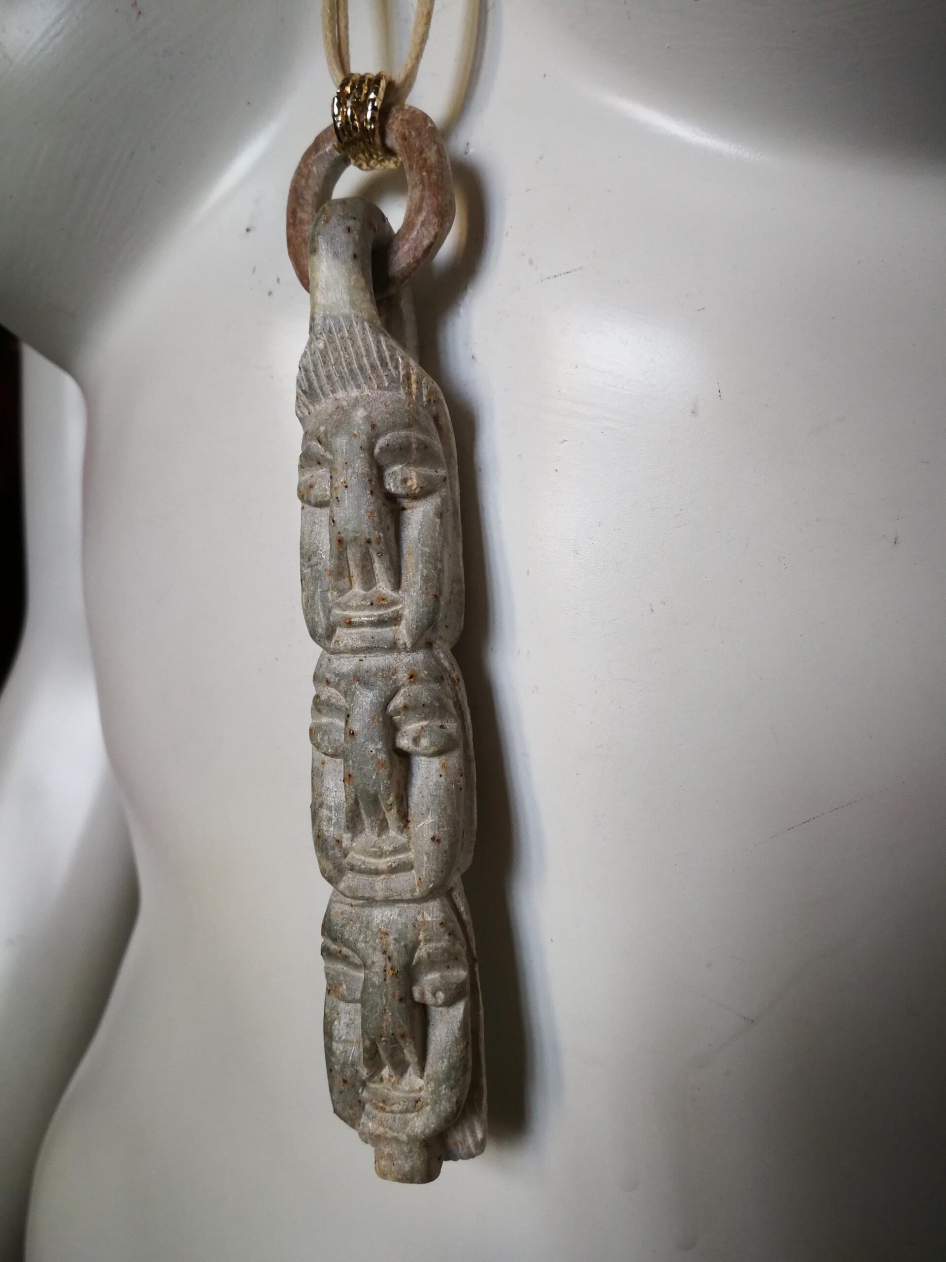 Native American Totem, Shaman Talisman Pendant, Magical Power Amulet Raw Stone Jewelry, Aztec Magic Symbols Portal Seal
