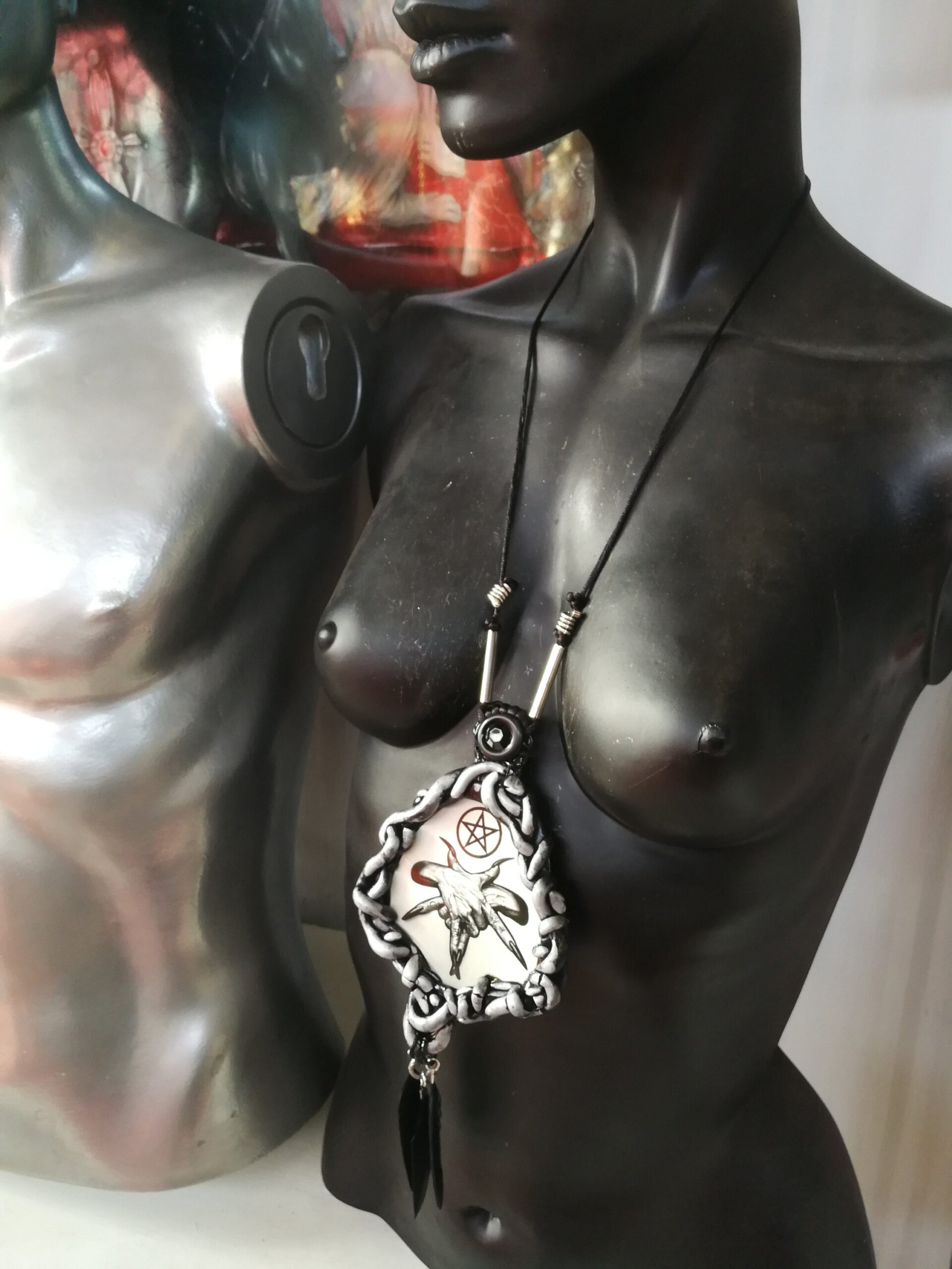 Dark Witch Amulet, Inverted Pentagram Witchcraft Symbol, Magic Evil Eye Pendant Talisman Occult Jewelry