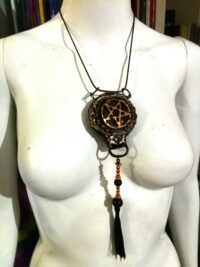 Inverted Pentagram Star, Owl Necklace Magical Power Protective Talisman Occult Protection Amulet Black Madonna