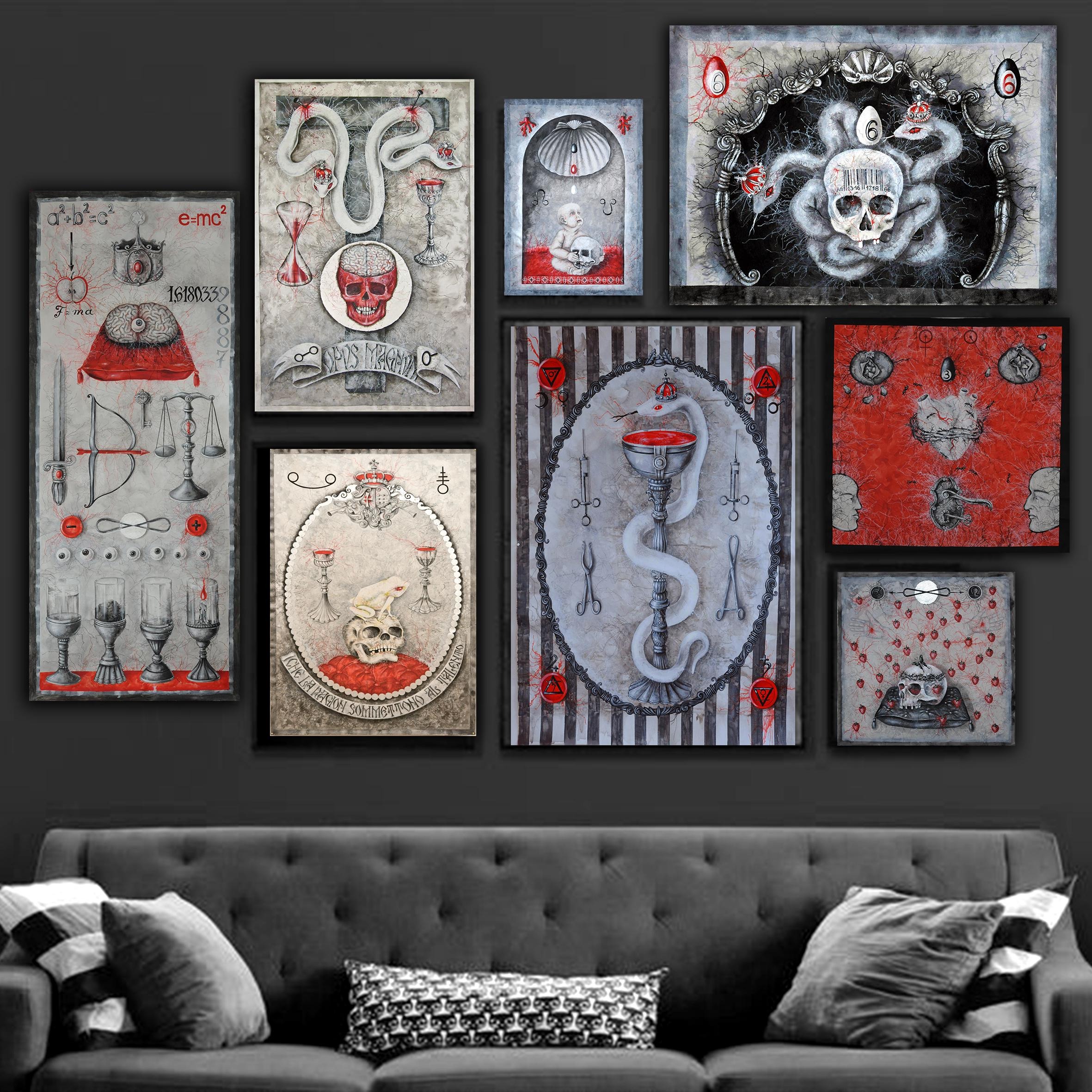 Witchcraft Supplies, Dark Academia Gothic Aesthetics Wall Art Frames Witch Symbol, Framed Painting Print