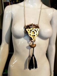 Dragon Crown Amulet, Medieval Celtic Shield, Triquetra Triskele Symbol, Gothic & Viking Symbols Antique Shieldmaiden