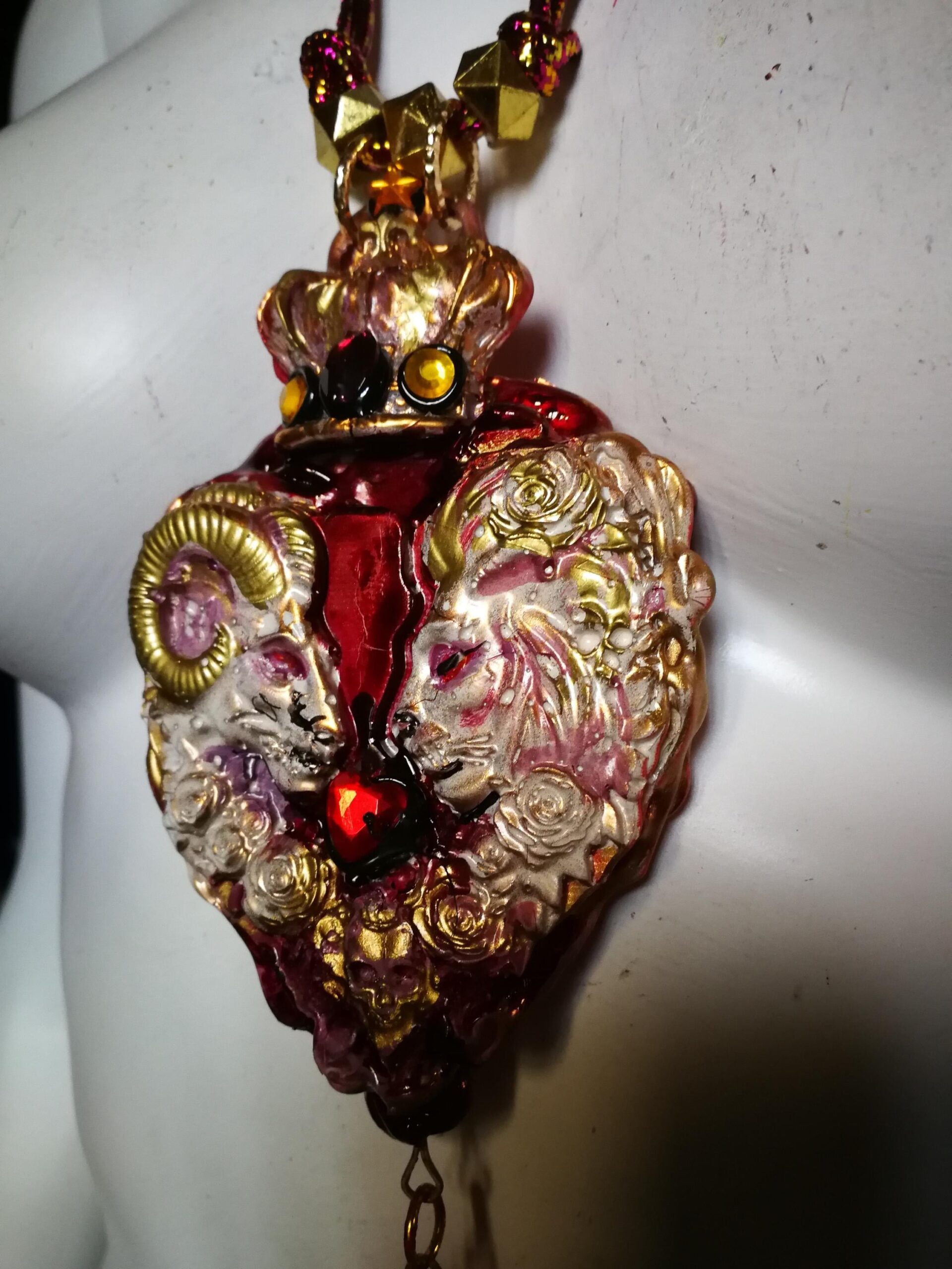 Midas Touch Amulet, Golden Wealth Spirit Vessel Royal Talisman, Lion Goat & Skull Occult Jewelry
