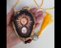 Sun & Moon Celestial Necklace, Infinity Amulet Alchemy Symbols Good Luck, Pendant Magic Evil Eye