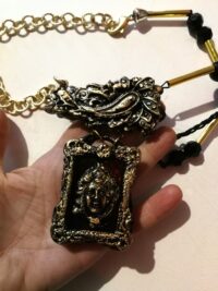 Hindu Goddess, Vishnu Lakshmi Talisman Pendant, Kali Maa Oriental Jewelry, Laxmi Prayer Amulet Yoga