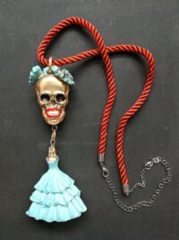 La Santa Muerte Pendant, Macabre Voodoo Dark Magic Talisman, Witch Necklace Goth Jewel Skull Amulet