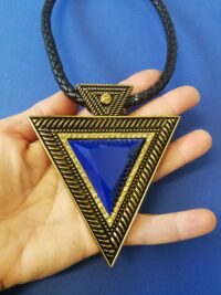 Water Sign Elemental Necklace Protective Talisman, Sea Witch Amulet Charm with Blue Stone Pendant Illuminati Triangle