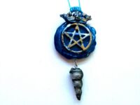 Witchcraft Symbol, Wicca Amulet Witch Talisman Royal Crown, Star Pentagram Magic Evil Eye Pendant