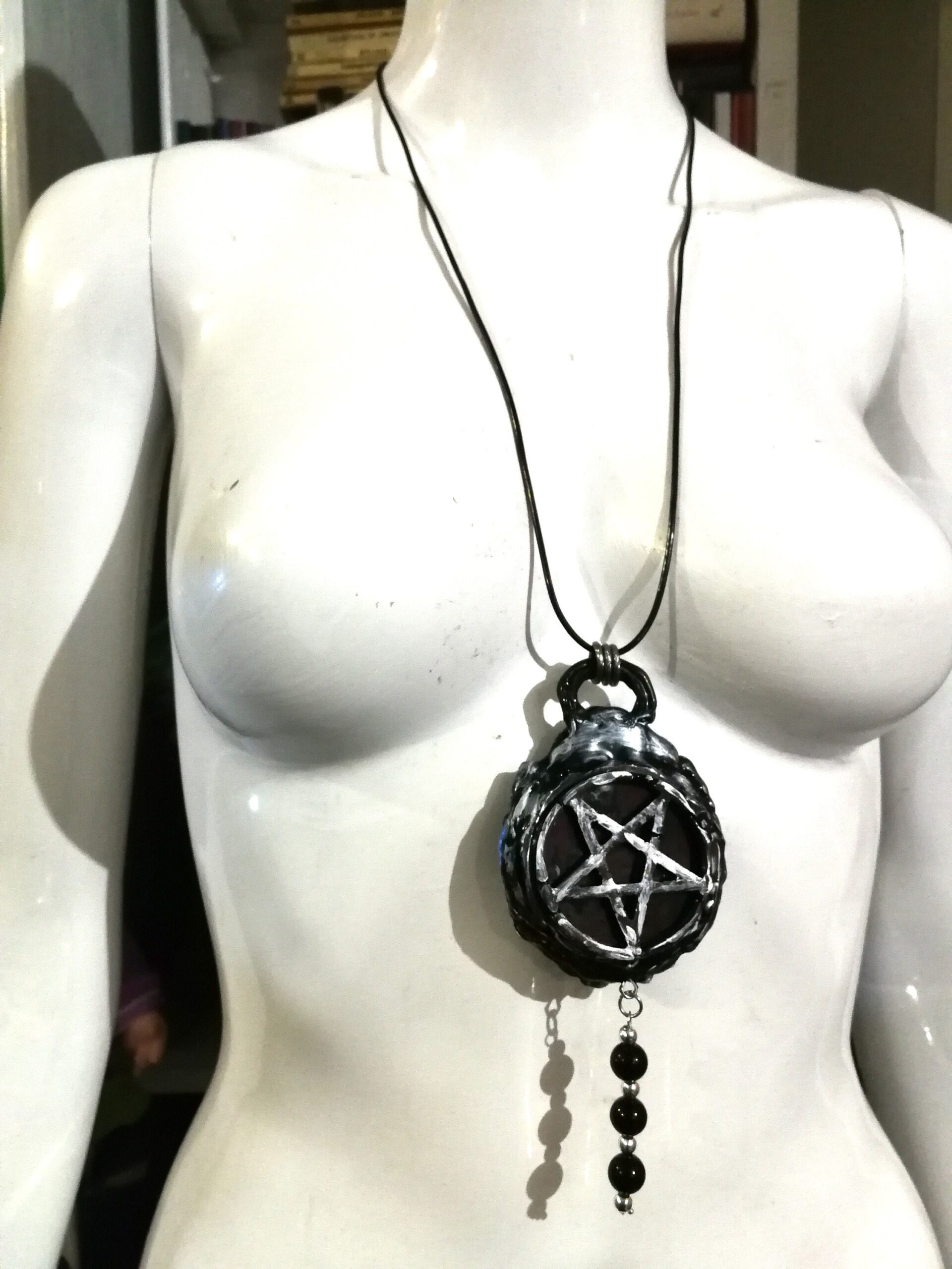 Skull Pendant, Life Forever Talisman Immortality, Evil Eye Protection, Inverted Pentagram Gothic Amulet Pentacle