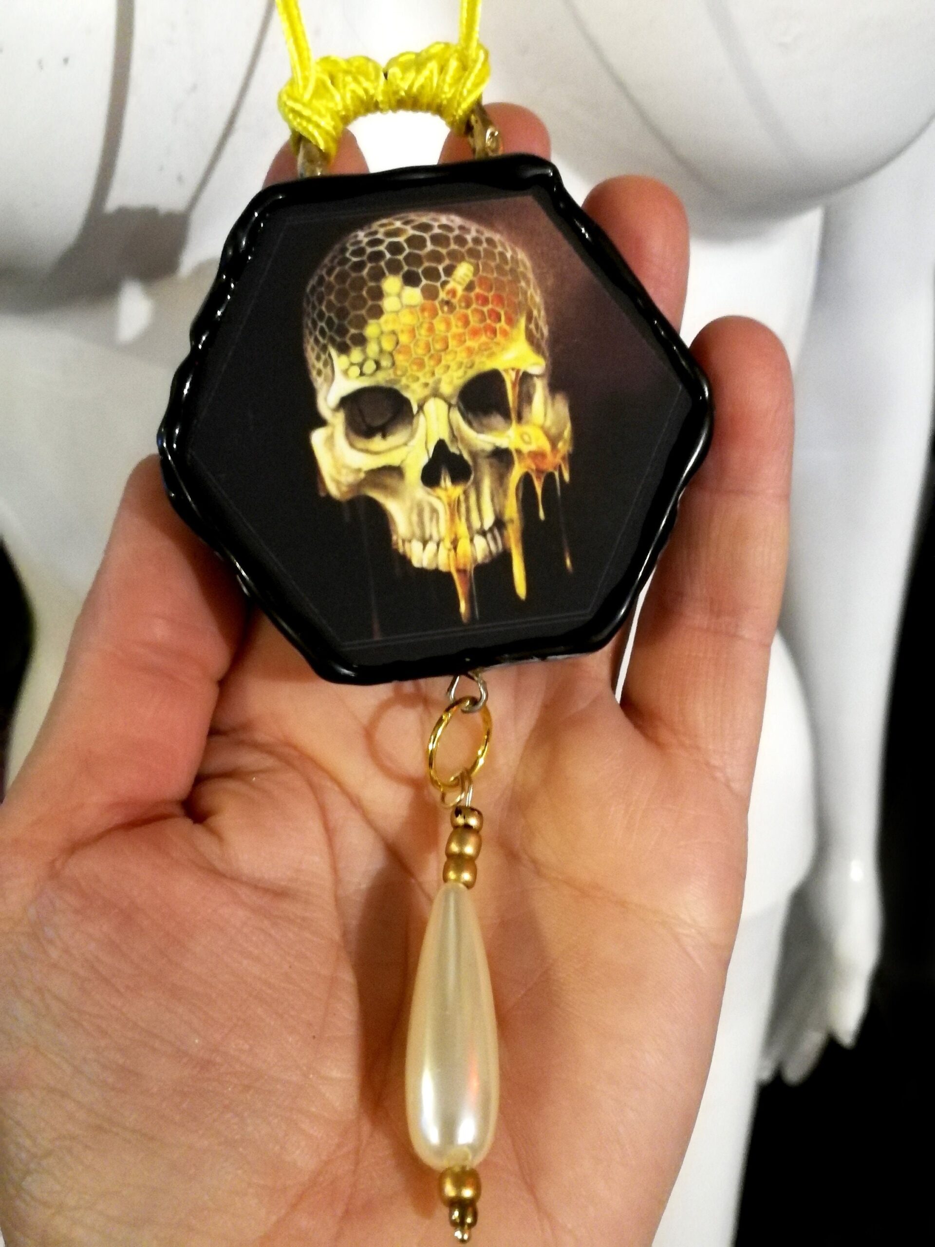 Skull Pendant, Bees Nest Voodoo Talisman Necromancy, Skeleton Necromancer Cursed Amulet Abundance Prosperity Money