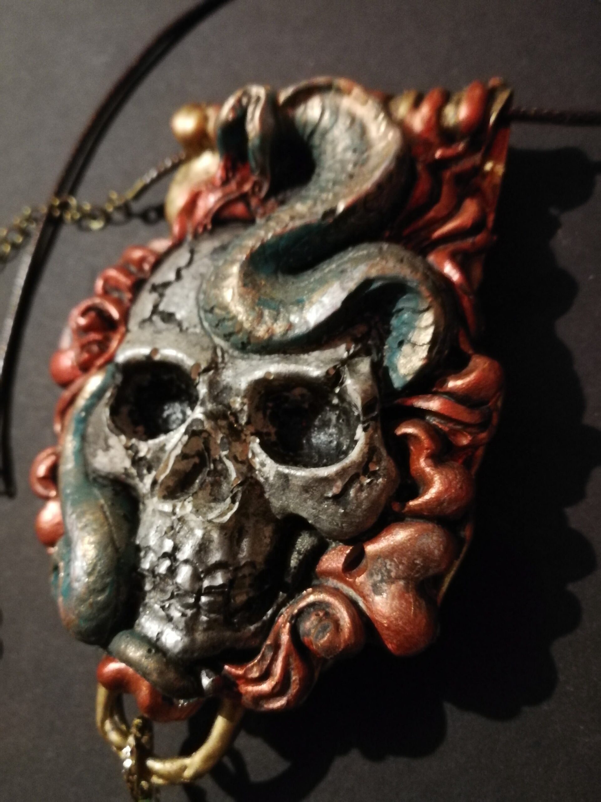 Life Forever, Skull Snake Talisman Garden of Eden, Imortality Magic Power Evil Eye, Punk Rock Gothic Amulet Pendant