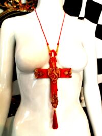 Dragon Crown, Lucifer Cross Amulet, Gold Baphomet Crux, Sigil of Satan Pendant Witchcraft Symbols