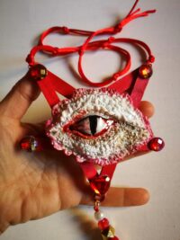 Occult Pendant of Demon Power, Baneful Magick Protection Amulet & Demonic Portal Dragon Eye Inverted Pentagram