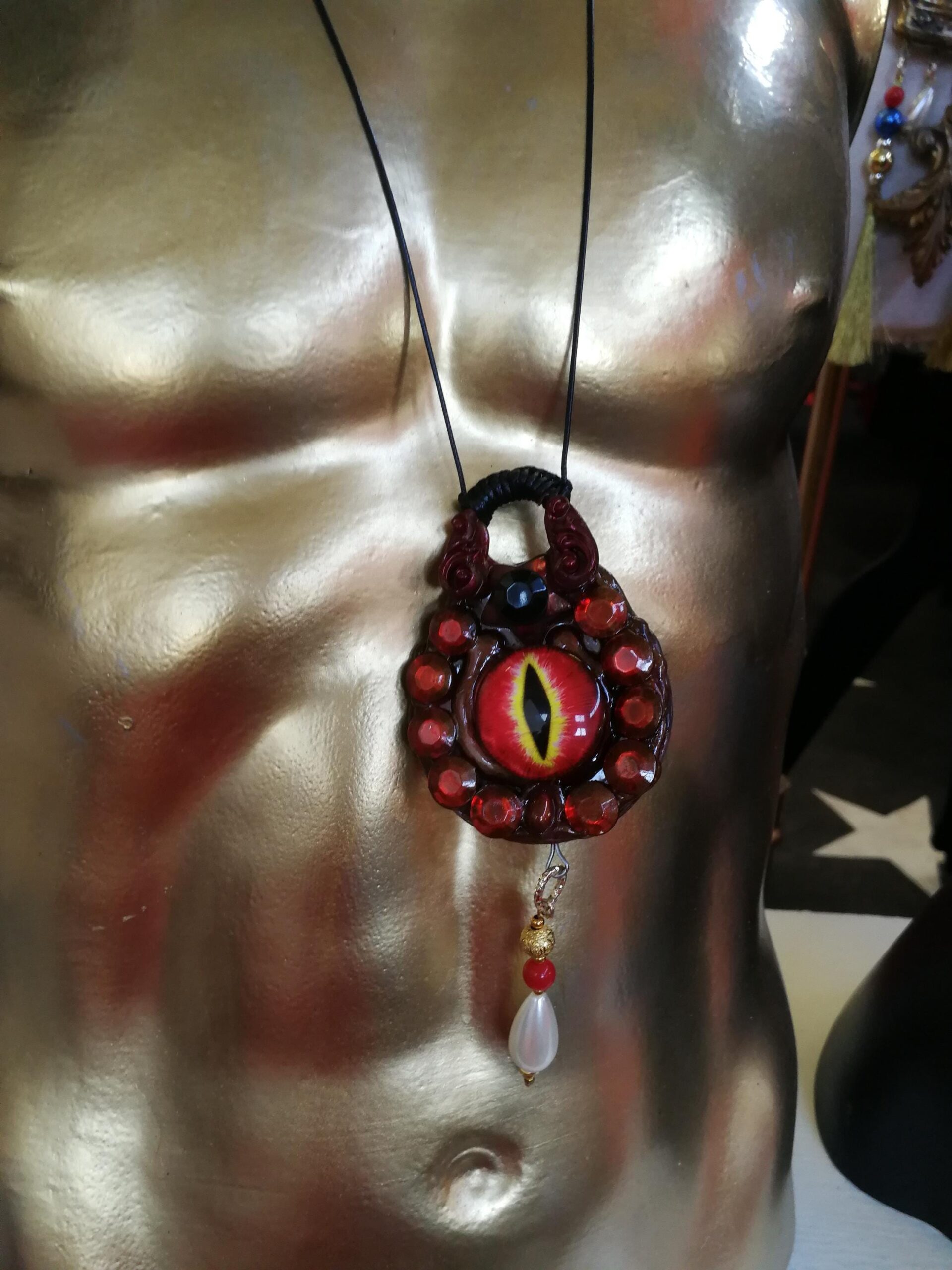 Dragon Eye, Satanic Necklace Satan Satanist Symbol, All Seeing Eye, Devil Pendant, Goth Jewel, Good Luck Talisman Charm