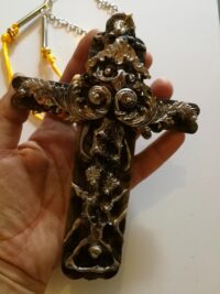 Silver Cross Necklace, Witchcraft Symbols Magic Talisman, Shamanic Pendant Shaman Witch Jewelry Wooden Crux
