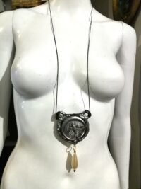Witch Jewelry, Wicca Pagan Talisman Dove and Moon, Magic Pentacle Pendant, Gothic Jewel Amulet