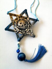 David Star Pendant, Hebrew Israel Symbol, Magic Talisman Bar Mitzvah Bat Mitzvah, Dragon Eye Big Magen David Necklace
