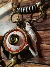 Devil Eye, Day of the Dead Pendant, Protection Talisman Amulet, Witch Jewelry Occult Magick Mouse Voodoo