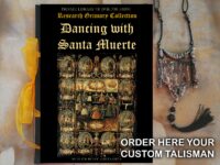 Santissima Muerte, Macabre Dance Voodoo Talisman Necklace, Spooky Witch Skull, Gothic Amulet Angel of Dead