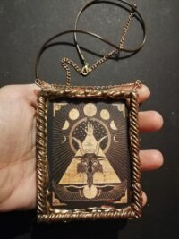 Esoteric Jewelry, Luciferian Magic Baphomet Talisman, Triple Moon Gothic Necklace, Satanic Symbol Lucifer Pendant