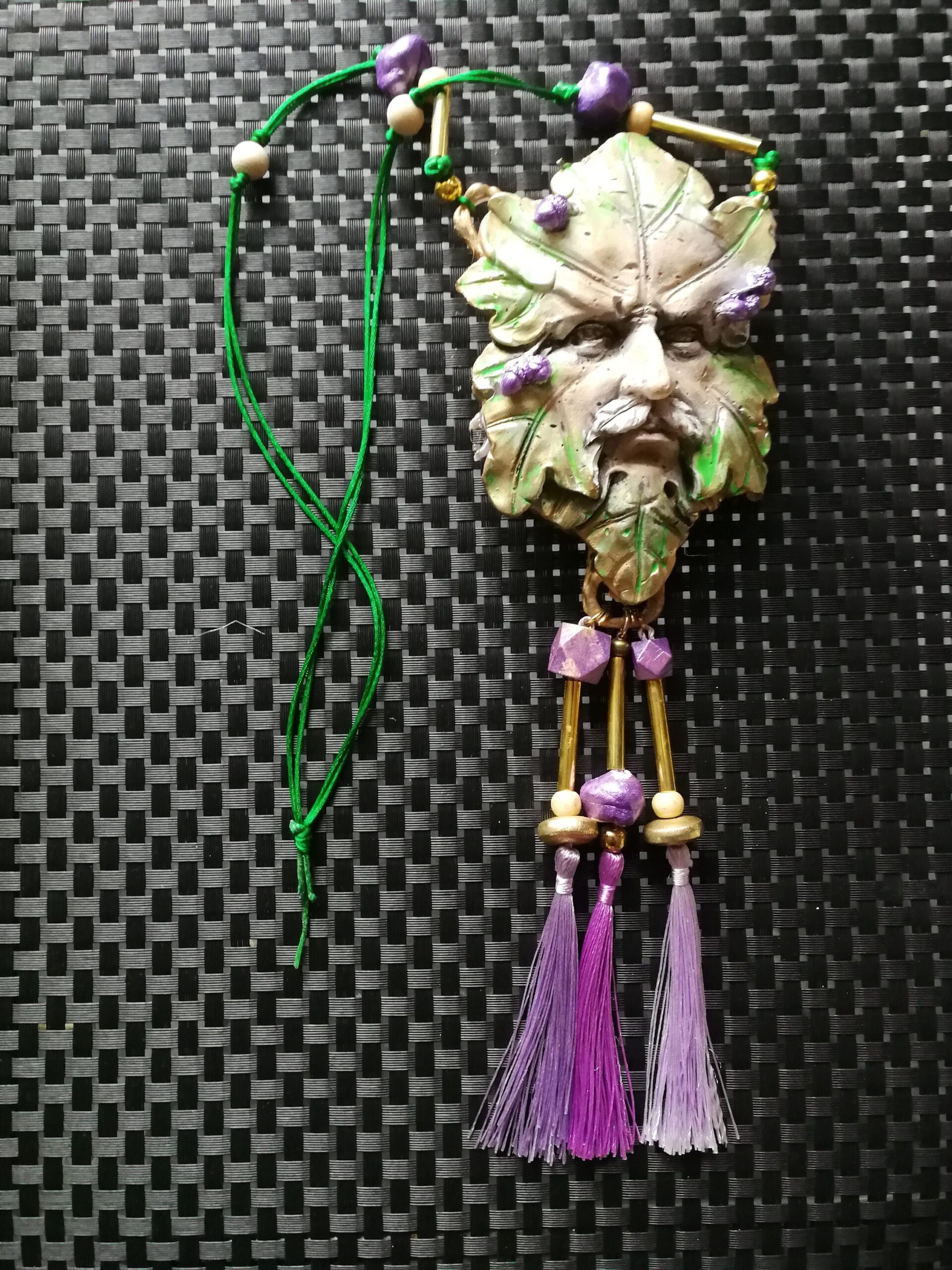 Green Man, Wizard Magic Talisman Witchcraft Pagan Pendant, Forest Little People Amulet King of Pentacle