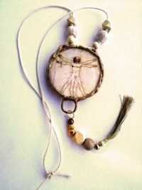Vitruvian Man, Leonardo da Vinci, Magic Talisman Symbology, Magical Power Universe Pendant Jewelry, Celestial Amulet Bib
