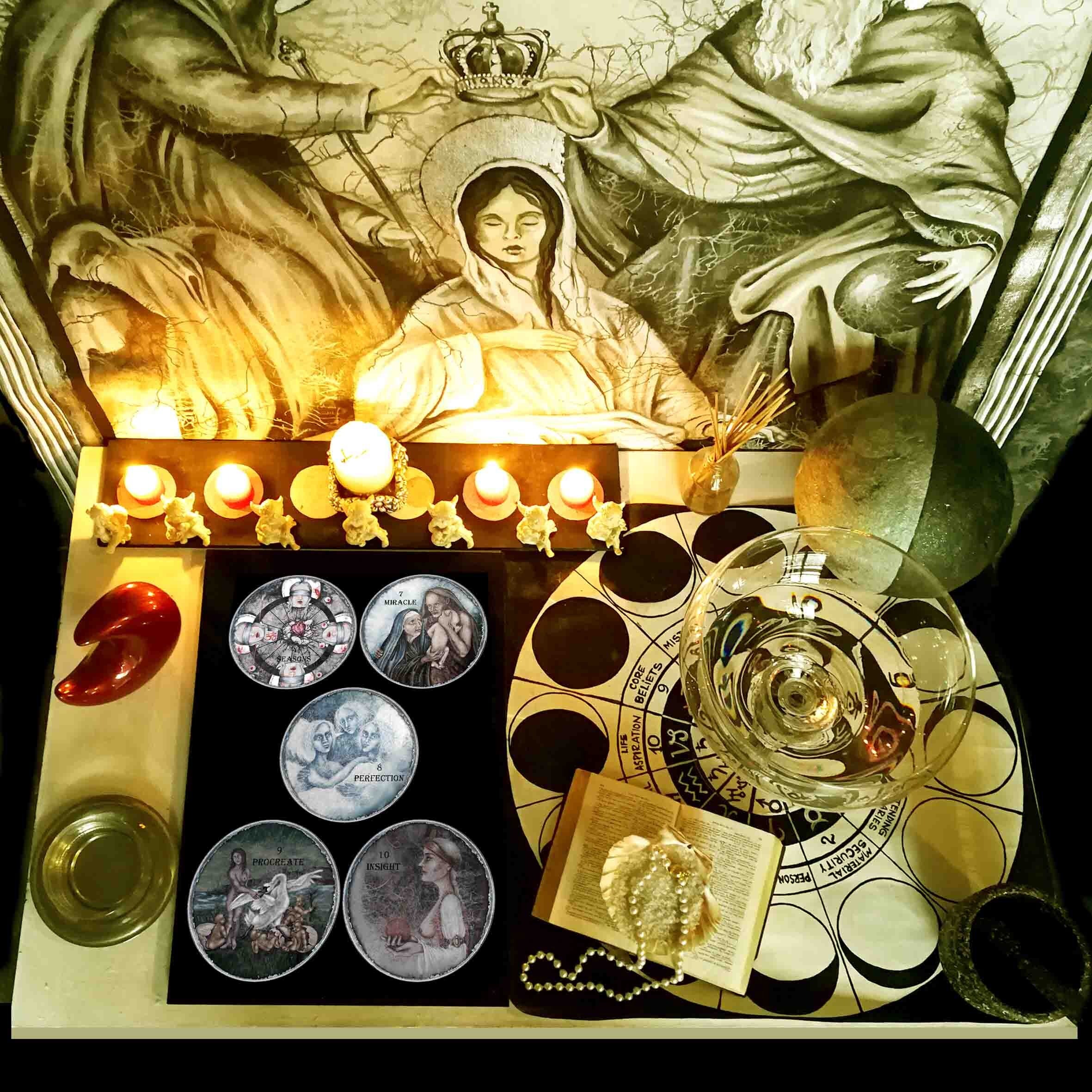 Moon Tarot, Round Card Deck, Magic Oracle, Tarot Cards Deck, Book Guide, Reading Psychic, Limited Edition, Cartomancy