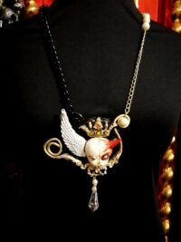 Angel and Demon, Art Deco Necklace, Art Nouveau Pendant, Victorian Gothic Amulet, Life and Death, Goth Jewel Talisman