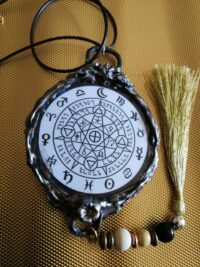 astrology necklace, astrologic talisman zodiac amulet horoscope sign symbol medallion charm woman jewelry antique vintage style accessories