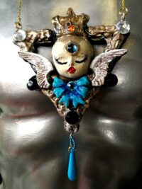 Guardian Angel, Cherubim Pendant Royal Crown Angel Wings, Jewel Magic Talisman Archangel Charm, Seraphim Cherub Amulet