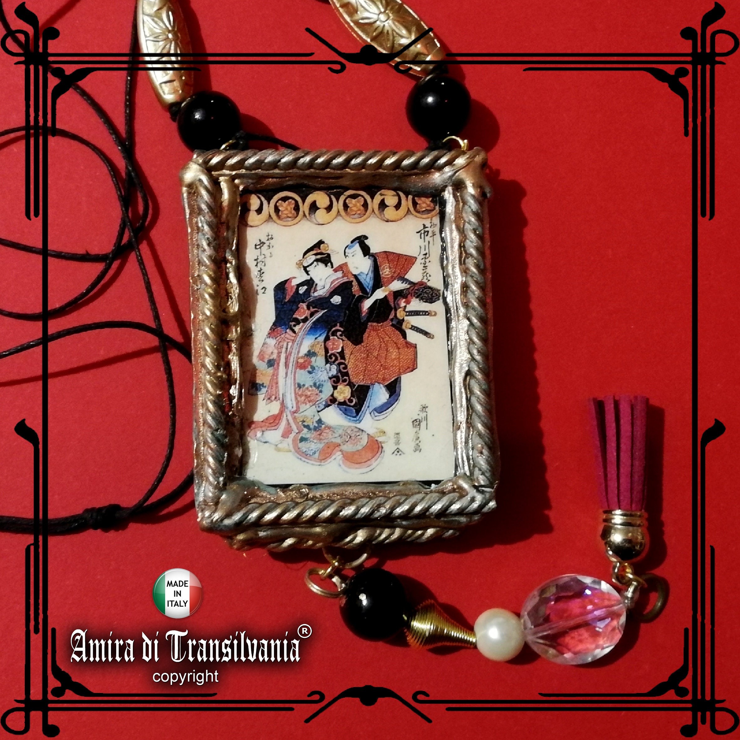 Japanese Talisman, Omamori Lovers Magic Amulet, Talisman Law of Attraction Eternity Love Samurai Jewelry
