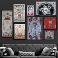 Dark Academia, Gothic Aesthetics Wall Frames, Art Decor Witchcraft Symbol, Framed Painting Love Heart