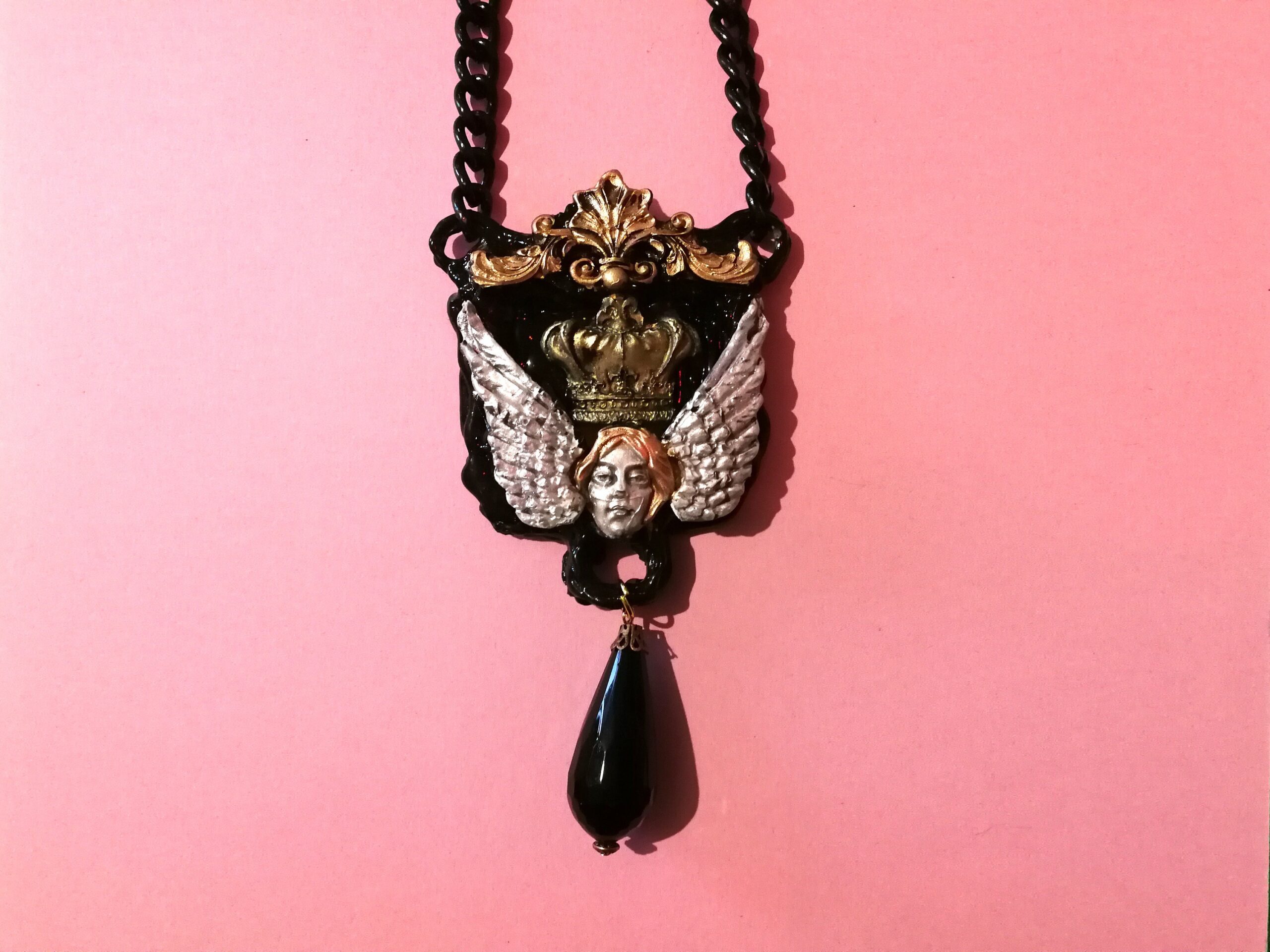 Egyptian God, Glyph Sphinx Magic Pentacle, Hieroglyphs Symbols Amulet, Ancient Egypt Pendant Obsidian Stone
